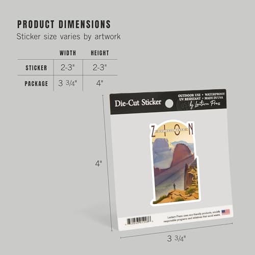 Lantern Press LANT-95672-DSSM Die Cut Sticker Zion National Park, Utah, Lithograph thumb #4