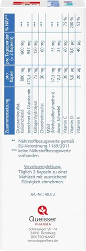 Doppelherz Glucosamin 1600 mit Kollagen und MSM - Vitamin C als Beitrag zur normalen Kollagenbildung für eine normale Knorpelfunktion - 100 Kapseln