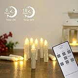 PChero Christmas Tree Candles, 20pcs LED Flameless Flickering Battery Taper Candles with Remote Timer/Removable Clips/Waterproof Rings for Home Party Indoor Outdoor Xmas Trees Decor – Warm White - Image 4
