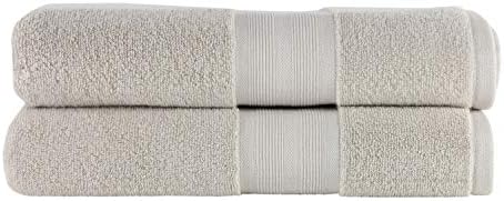 100% Organic Cotton Luxury Bath Towel- Made Here by 1888 Mills (2pk), Stone