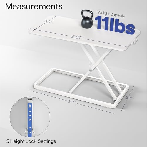 VIVO Single Top 24 inch Scissors Lift Keyboard and Mouse Riser, Height Adjustable Laptop Desk, For Ergonomic Sit Stand Workstations, White, DESK-V024AW by VIVO - Image 5