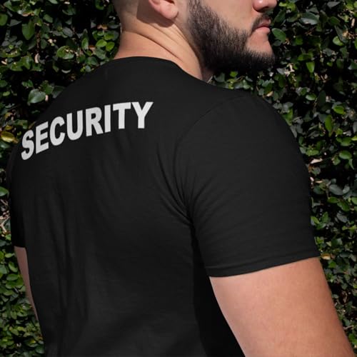 Veracco Security Guard Event Staff T-Shirt Two-Sided 2 Big Print, Men’s Uniform Tee Black