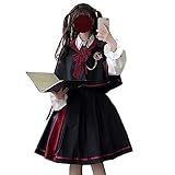 [トクとユウ] ワンピース ロリータ 長袖 ゴスロリ 衣装 制服 マント 森ガール 学生服 スカート lolita 魔法少女 学園風 コスプレ リボン お嬢様 ドレス コスチューム 中世紀 宮殿風 jk アニメ クリスマス イベント ハロウィン 文化祭 (M, ショートマット（スカート＋シャツ＋マット）)