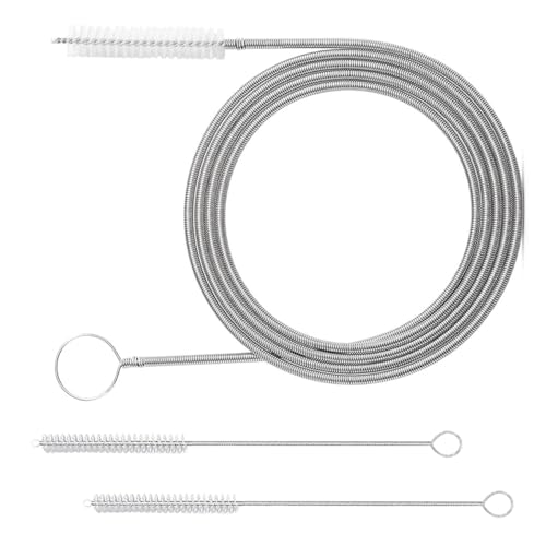 Image of JOYCOURT 60 Inch Long Drain Perforated Brush Auto Sunroof Flexible Cleaning Tool Nylon Spring Brush Car Hose Pipe Cleaner for Cleaning Car /Refrigerator Drains, Feeding Tubes, Straws