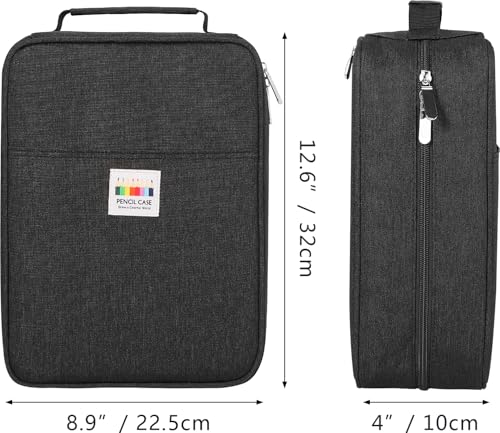Image of 274 Slot Colored Pencil Case Pen Bag with Zipper for Artist Storage Organizer for Watercolor Pencil Gel Pen Marker Highlighter Large Capacity Handy Pencil Holder(Black)