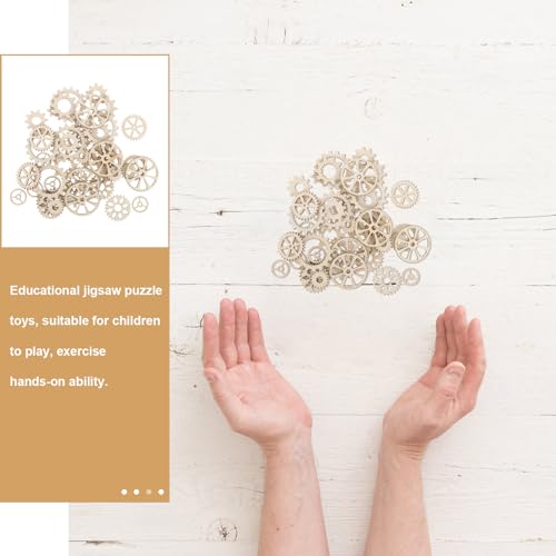Healifty 50 Pcs Rustique en Bois Tranches Disques Engrenage Forme en Bois Découpes pour Embellissements Bricolage Artisanat Scrapbooking Peinture Dessin Artisanat – vue 5