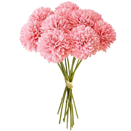 MUYAPAY 12 Pièces Fleurs Fleurs Artificielles Hortensia Artificielles en Boule de Chrysanthème Soie Hortensia Bouquet Fleurs Artificielles,pour La Maison...