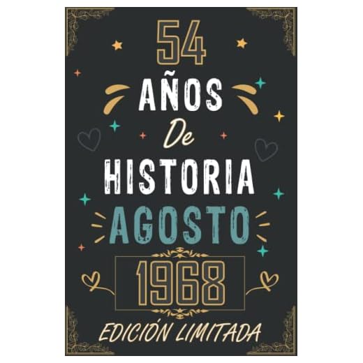 CUADERNO, 54 AÑOS DE HISTORIA AGOSTO 1968 EDICIÓN LIMITADA: Regalo de 54 cumpleaños para mujeres y hombres, ideas de 54 cumpleaños... un cumpleaños... ... regalo de 54 cumpleaños para él/ella.