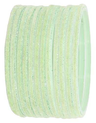 Image of NMII Glass Velvet Bangles Set For Women and Girls | Plain Glass Bangles | Velvet Chudi | Simple Bangles For Women | Stylish Glass Bangles- Set of 24