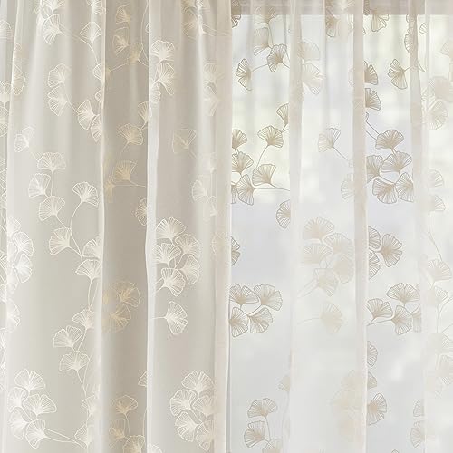 Tyrone Textiles Delila Cream Floral Voile Net Curtain Panel, 55 x 90 Inch (140 x 229cm) - Image 4