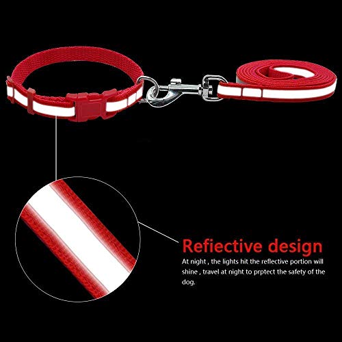 Image of The Pets Company Reflective Leash Collar Set for Medium Dogs, 4 Feet 20 MM, Red