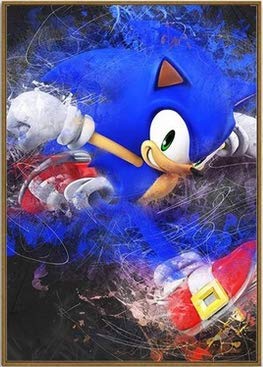 JCYMC Cuadro De Lienzo Póster Juego Sonic The Hedgehog Música Marco De Guitarra Hogar Sala De...