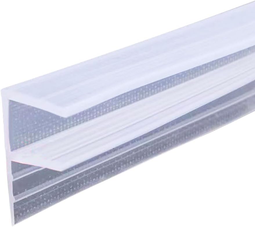 Shower Door Seal Strip 196.85 Inches Frameless Glass Door Sweep Soft F-Shaped Door Screen Seal to Stop Leaks, Fit for 3/8"(10mm) Glass