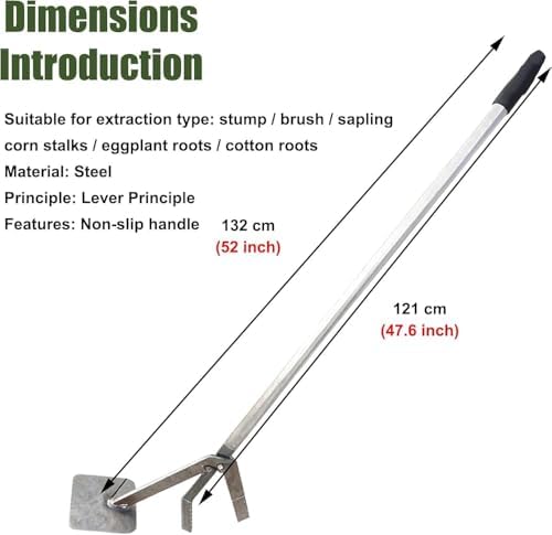 Large Size Sapling Puller, Steel Leverage Post Puller Tool 92-132 cm For Wood Fence And Tree Root Extraction(132 cm (52 inch))