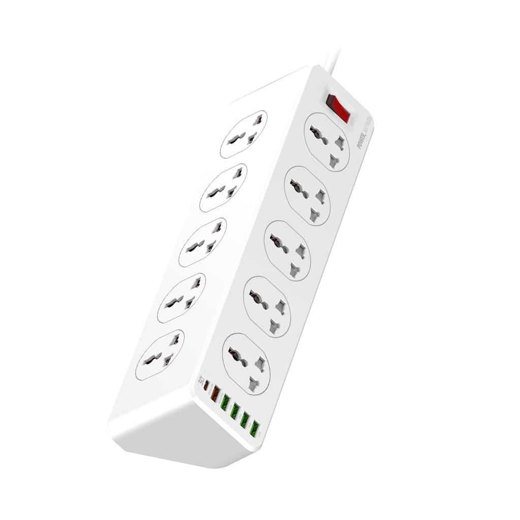 T Teclusive 2500W Power Strip Extension with Type C USB Ports | 10 Power Sockets with 30W Type C USB PD QC 3.0 Fast USB Port | Multi Port Extension with USB Port | 2M Power Cord (B09CV4PZSV) Amazon Price History, Amazon Price Tracker