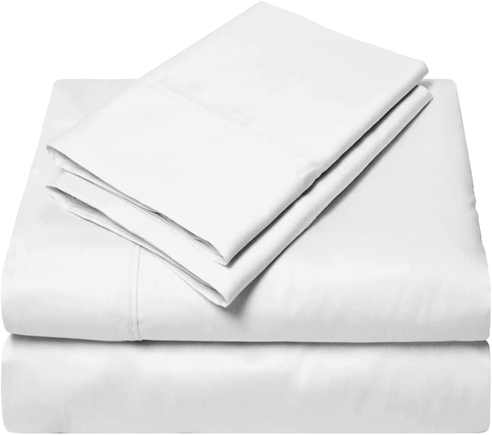 4 Piece Sheet Set - Hotel Luxury 600 Thread Count Sheets & Pillowcases Bedding Fits Upto 18" Mattress -100% Egyptian Cotton 4 Piece Set - White Solid, Twin Size.