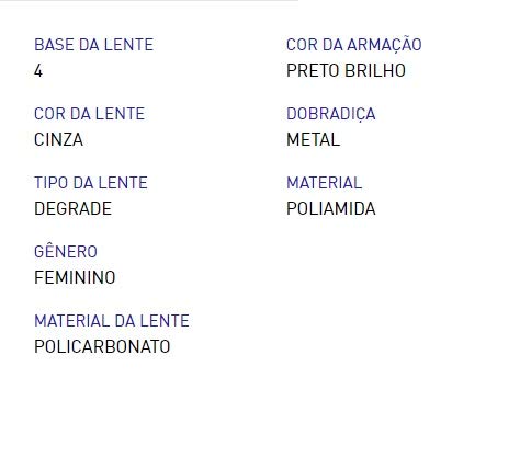 Oculos Sol Colcci Kim Preto Brilho Lente Cinza Degradê c/NF