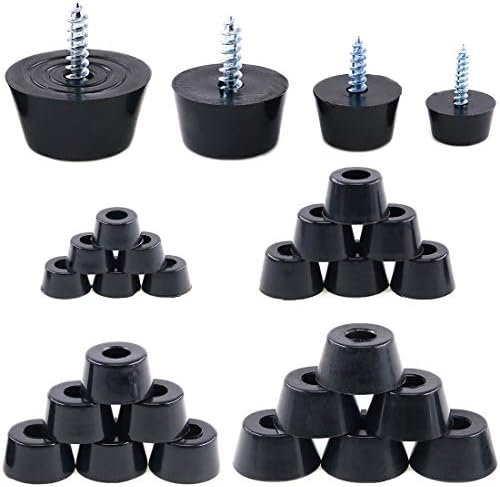 Hilitchi 40-Pcs Round Black Rubber Feet Bumpers Pads with Matching Screws with Built in Stainless Steel Washer for Cutting Board Amps Cabinet Desk Tables Couches (Assortment Kit)