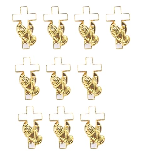10Pcs Hand Holding Crossed Brooch Decorative Lapel Pin For Religious Event