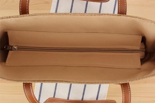 Bolso Tote de Paja para Mujer Rojo-Beige 42x12x28 cm miniatura 6