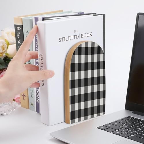 Sujetalibros de madera moderno universal económico para solucionar el desorden en baldas 7
