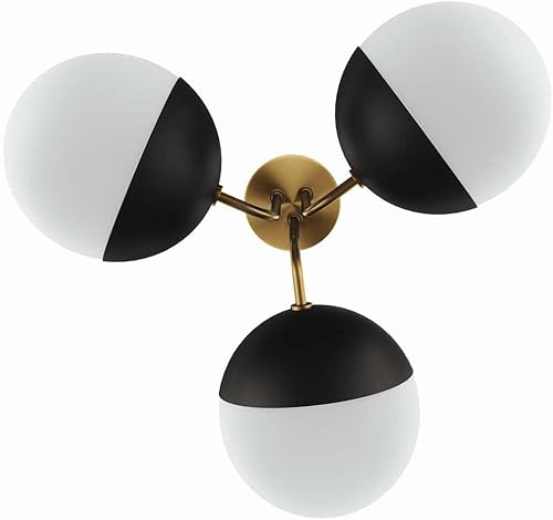 Miniatura 2 de Modway Stellar - Lámpara de techo semiempotrada de 3 luces en latón satinado ópalo, color marrón