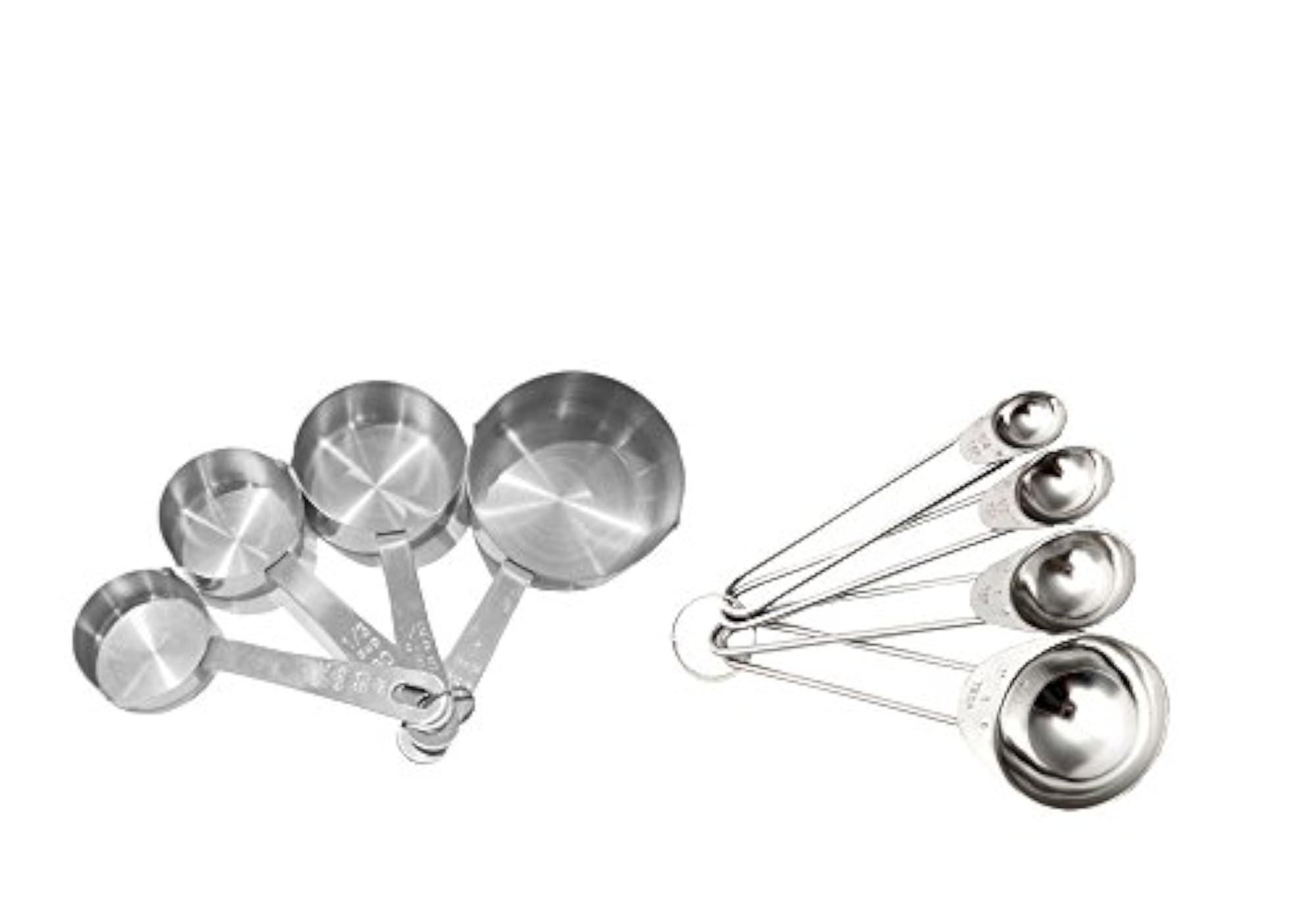 Stainless Steel Measuring Cup & Spoon Set, 4 Cups & 4 Spoons