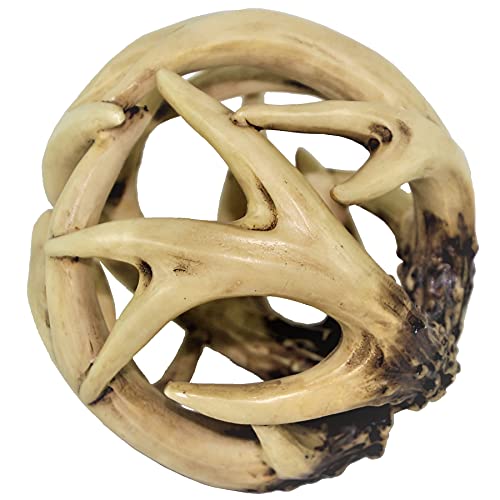 BestGiftEver Decorative Entwined Spherical Rattan Antler Ball 4.25' -Log Cabin Table Centerpiece Decoration