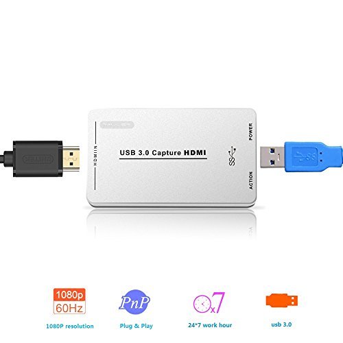 Imillet HDMI Video Capture with USB3.0/2.0 Dongle 1080P 60FPS Drive-Free Capture Card Box for Windows Linux Os X System
