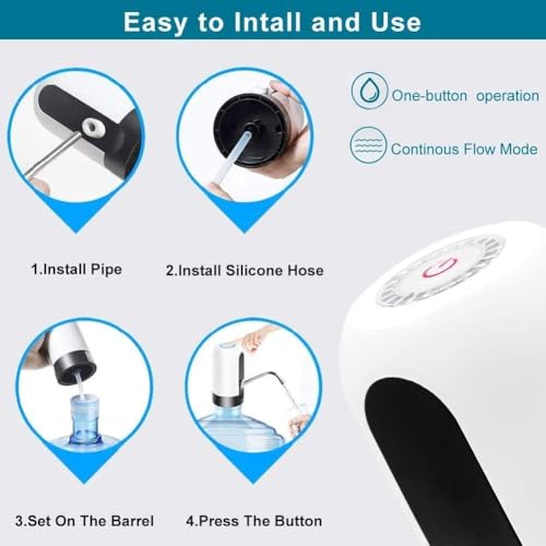 Image of DuraHome Water Dispenser for 20 Litre Bottle | Automatic Wireless Dispenser Pump with Portable C Type Charging Cable | Heavy-Duty Quality, White