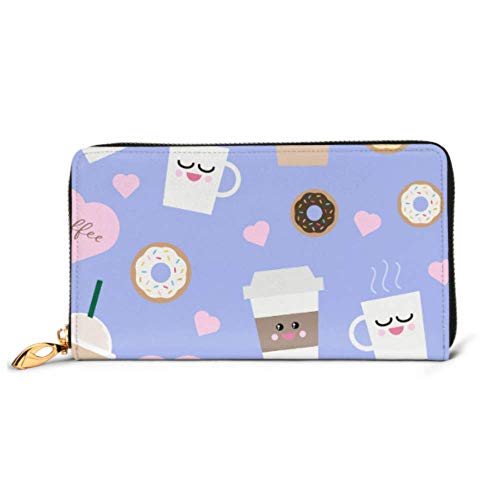 Preisvergleich Produktbild JHGFG Mode Handtasche Reißverschluss Brieftasche Muster Kawaii Kaffeetassen Telefon Kupplung Geldbörse Abendkupplung Blockieren Leder Brieftasche Multi Card Organizer