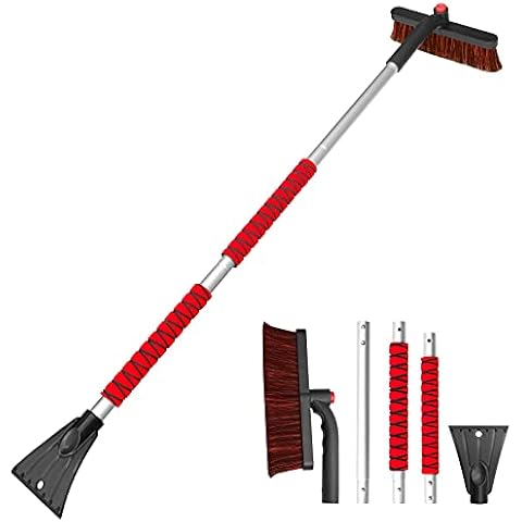 42'' Detachable Car Snow Brush, Upgraded Snow Remover with Ice Scraper and Foam Grip for Car Truck SUV Cover
