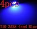 Cutequeen 10pcs LED Car Lights Bulb Blue T10 3528 4-smd 194 168 (Pack of 10)