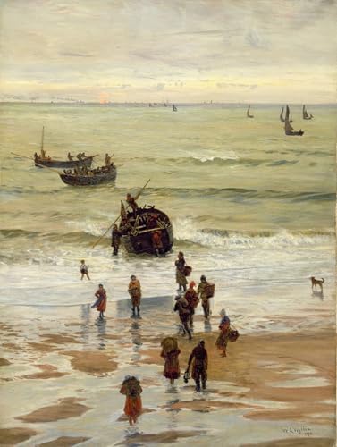 Cuadro en lienzo Barche da pesca William Lionel Wyllie decorativo 60x90cm