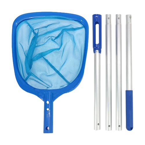 HTU Pool Skimmer Net Pool Landing Net with Telescopic Rod Pool Cleaning Landing Net Lightweight Multifunction for In-Ground & Above Ground Swimming Pools