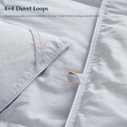 Image of Pacific Coast Lightweight Goose Feather Down Fiber Comforters King Size, Summer Duvet Insert, Ultra Soft, Breathable, Hotel Luxury Bedding Comforter with 8 Tabs, Light Grey, 106 x 90 inches