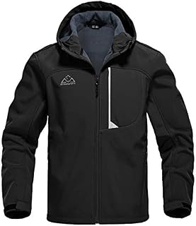 Rdruko Men's Outdoor Softshell Jacket Fleece Lined Waterproof Tactical Hiking Climbing Hooded Jacket