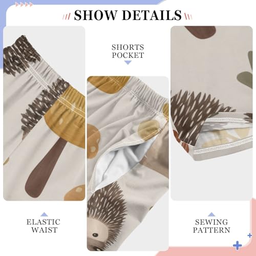 ZZXXB Retro Hedgehog Mushroom Boys Long Pants Soft Trousers Elastic Waist Kids Lounge Bottoms with Pockets S-XL4