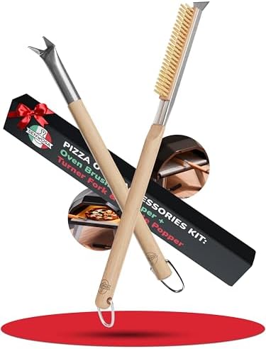 Pizza Oven & Stone Brush with Scraper, Turning Fork & Bubble Popper Bundle - Essential Accessories & Tools for Any Pizza Oven