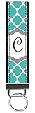 Snaptotes Teal Moroccan Design Monogram Wristlet Keyfob Keychain,Letter C