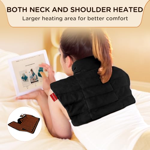 Image of Comfytemp Heating Pad for Neck and Shoulders and Back, 2.6lb Weighted Electric Heating Pads, Large Heated Wrap, 9 Heat Settings & 11 Timer, Valentines Birthday Gifts for Women Men Mom Dad, Black