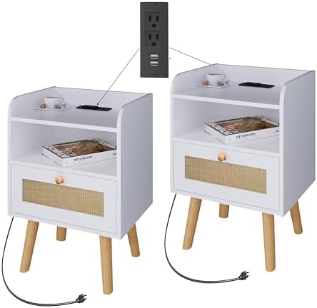 Gyger Nightstand Set of 2，Wood Nightstan…