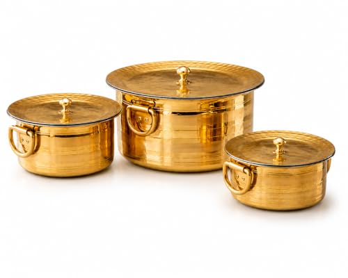 P-TAL Set of 3 Brass Stock Pot