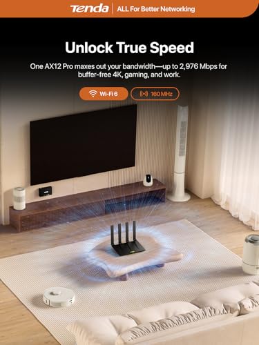 Image of Tenda AX3000 WiFi 6 Router,Dual-Band Gigabit Wireless Internet Router, Mesh & AP Mode, Built-in VPN, NFC Tap-to-Connect, OFDMA MU-MIMO, Secure IoT Network for Home Gaming & 4K Streaming(RX12 Pro V3.0)