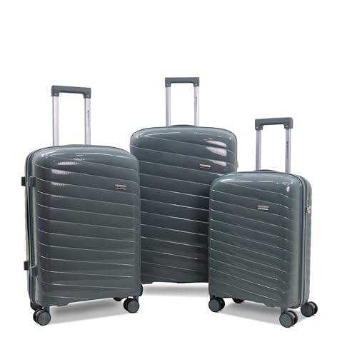 Image of Sarjah Polypropylene Suitcase Trolley Bag Set of 3 | TSA-Type Lock | TSA-Type Lock, 360 Dual Spinner Wheels, Aviation-Grade Telescopic Handle, Matte-Gloss Finish