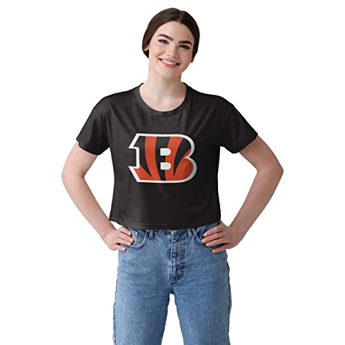 FOCO Men's NFL Team Ladies Fashion Crop Top Shirt, Solid Big Logo, X-Large