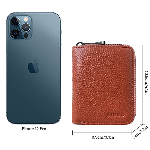 Image of LINNO RFID 20 Card Slots Credit Card Holder Genuine Leather Small Card Case for Women or Men Accordion Wallet with Zipper