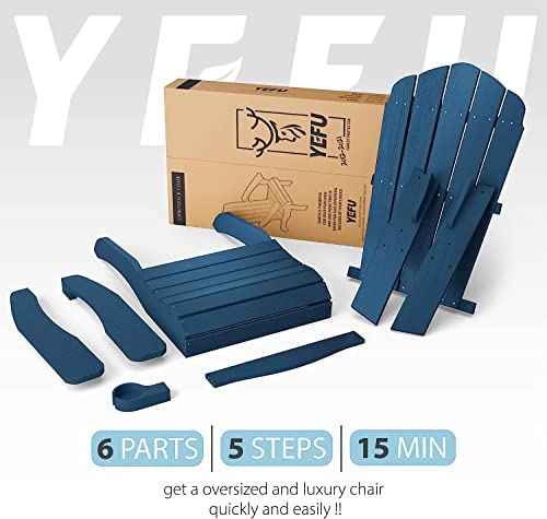 image for YEFU Oversized Adirondack Chair with Cup-Holder,Plastic Outdoor Fire P