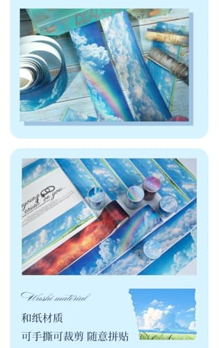 Alideco 6pcs Decorative Adhesive Tapes Vintage Clouds in the Sky Washi Paper Tape Great for Bullet Journal Supplies, Arts, Scrapbook, DIY Crafts, Planners (kuiyun) - Image 8