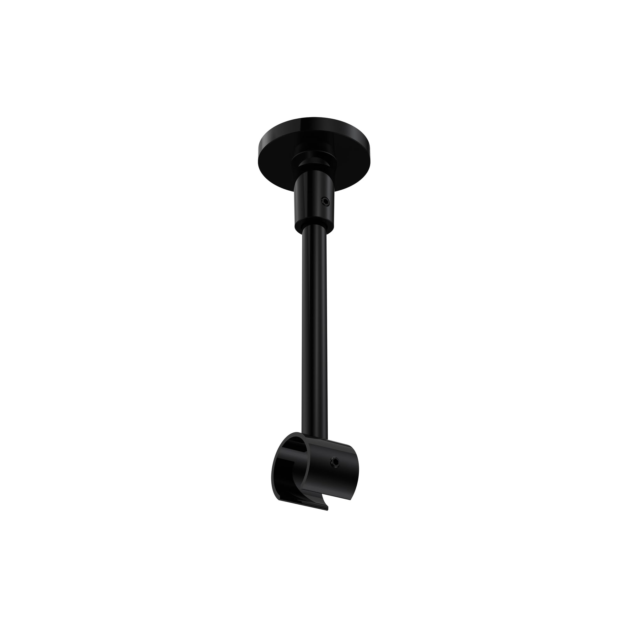 INTERDECO Gardinenstange 20 mm 1-läufig Schwarz 180 cm | aus Metall, für Deckenmontage, Endstück Elanto (Rillenzylinder), ohne Ringe, kürzbar, Traglast bis 6 kg, Modern